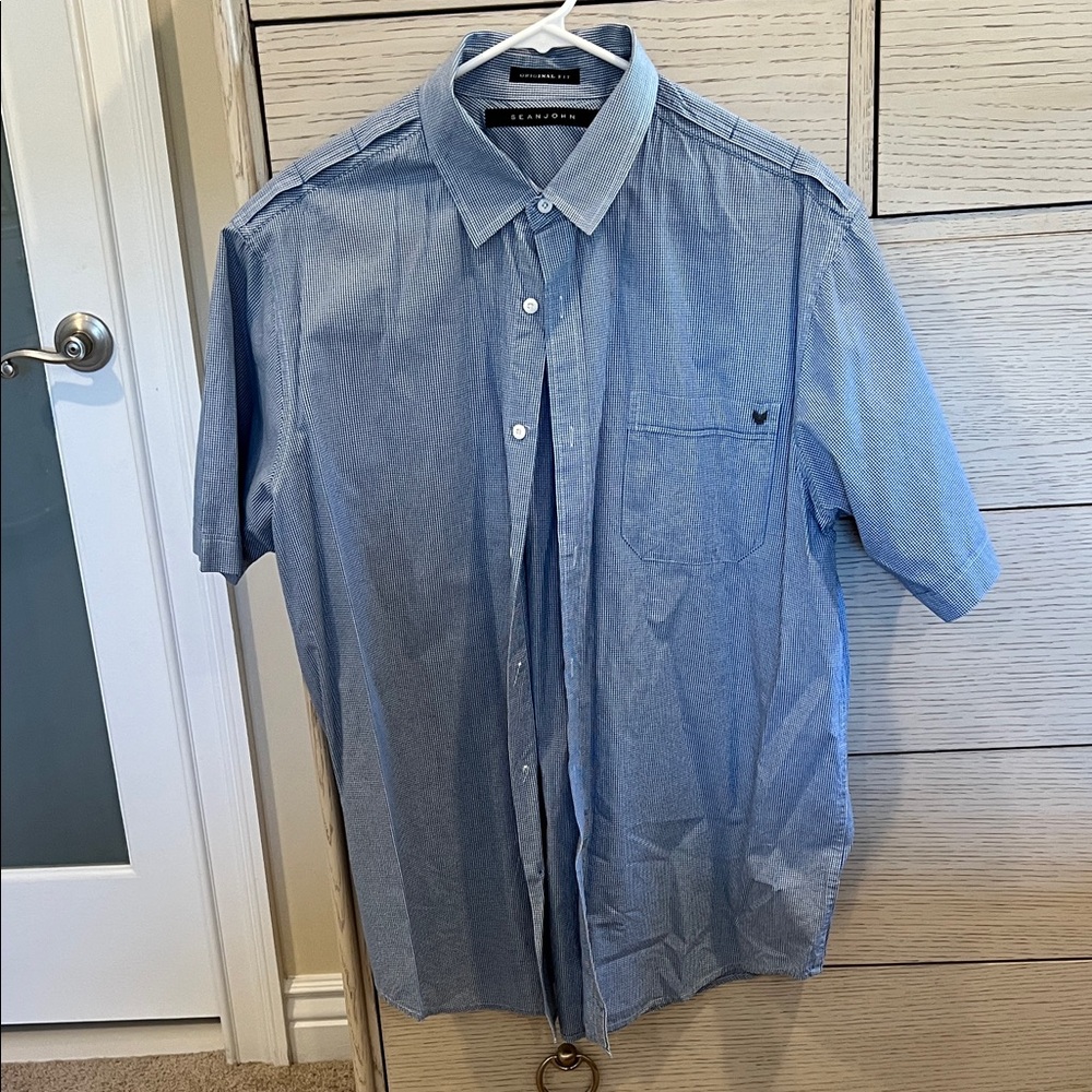 Sean John Light Blue Casual Button Down Shirt